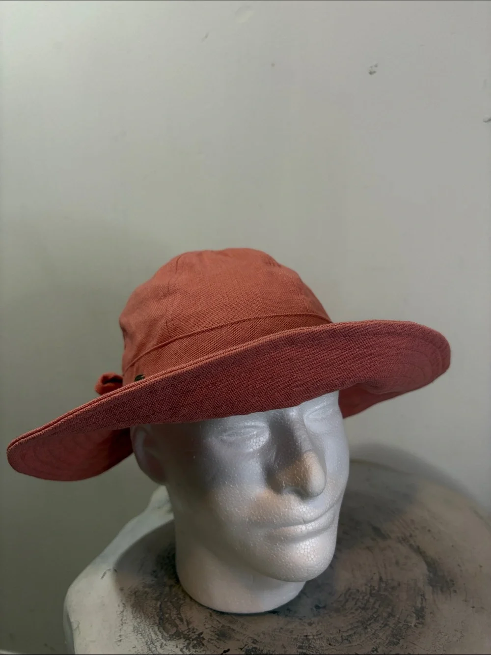 Scala Collection Ohana Cotton Facesaver Hat with Bow Salmon Pink Structured Brim